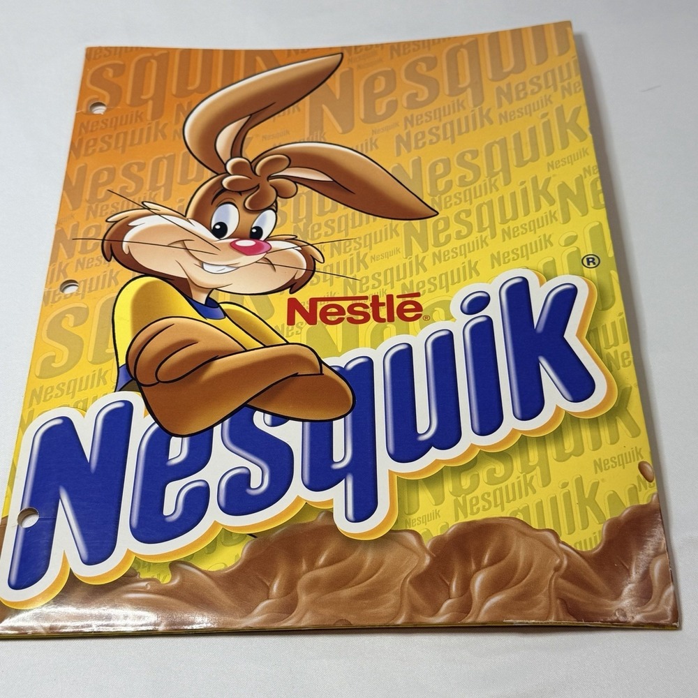 Nesquik Nestle Chocolate Drink Folder Kids School 3 Ring RARE VTG 90's NEW